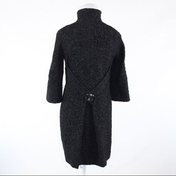 Claude Brown black faux Persian lamb coat 2 - Picture 7 of 8